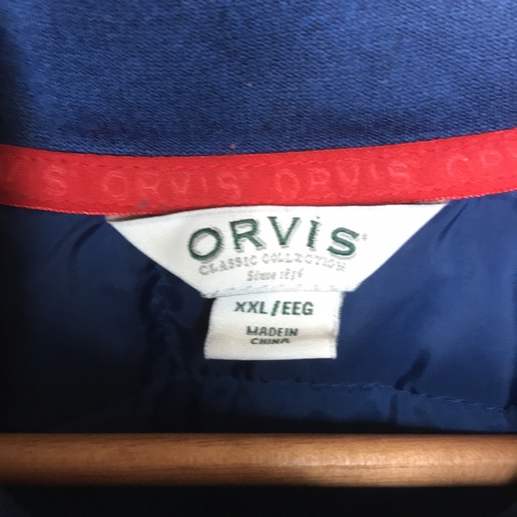 Men’s Orvis quilted jacket, full zip, blue, tag XXL... however more like a 1X !! - Picture 7 of 9